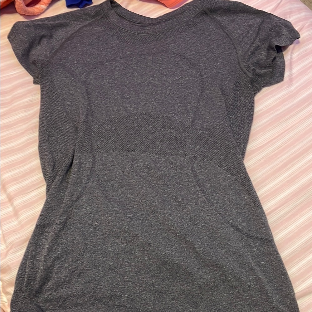 Gray Fitted Cap Sleeve T-Shirt